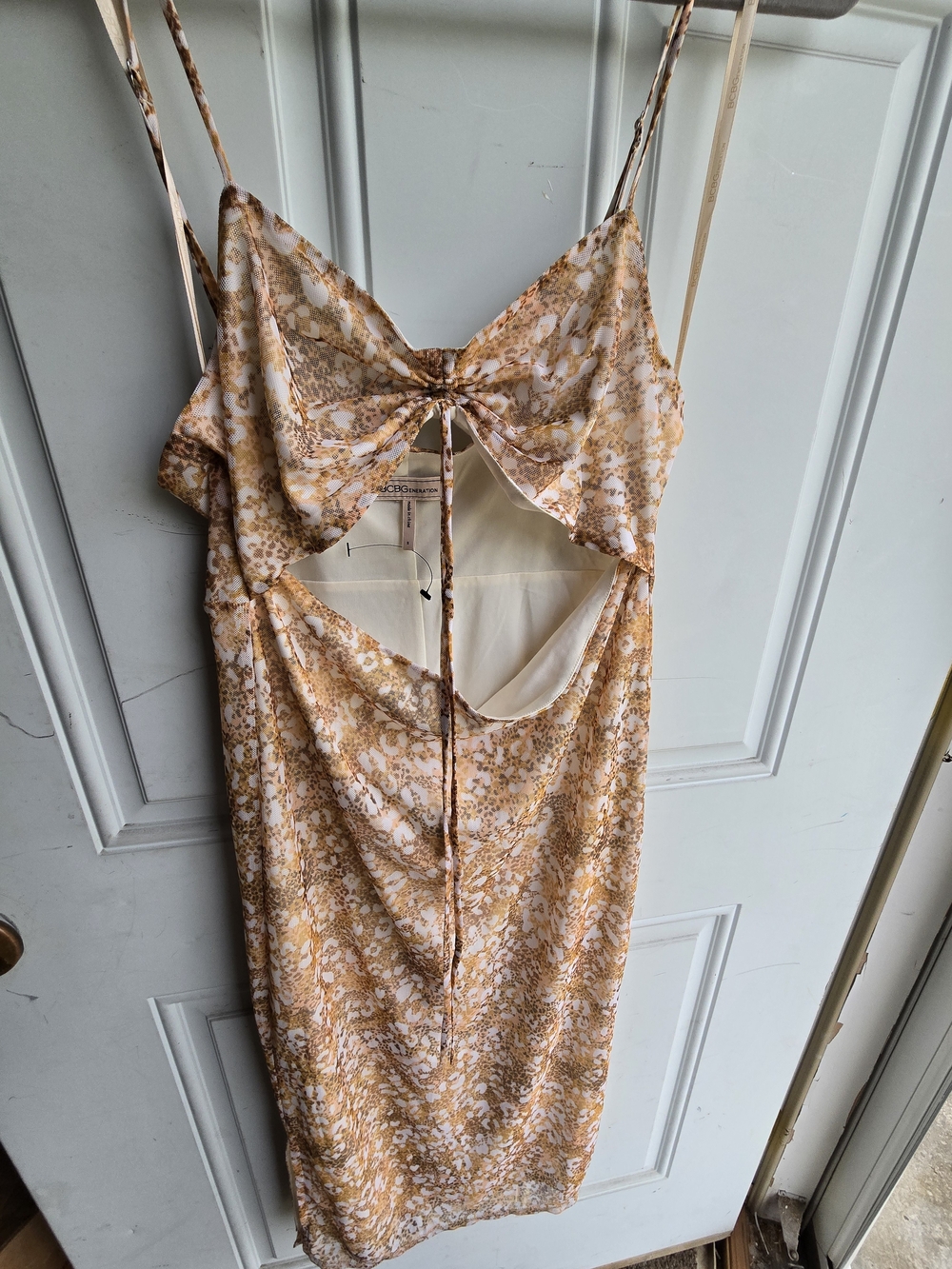 BCBGeneration Yellow Floral Cutout Mini Dress
